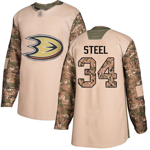 Adidas Ducks #34 Sam Steel Camo Authentic 2017 Veterans Day Youth Stitched NHL Jersey